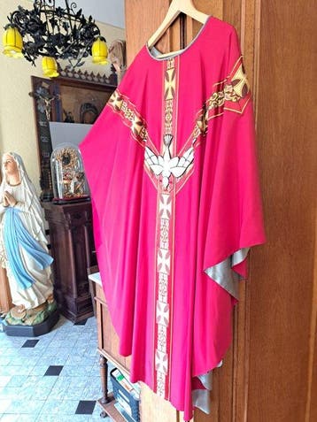 Chasuble Kazuivel Kerk Liturgische Gewaad - Art Deco - Rode, Antiek en Kunst