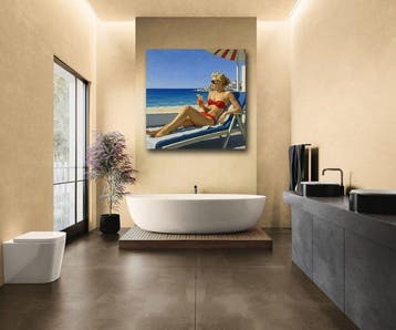 Original Luc Best - Sunbath 60 x 60 x 2 cm on Canvas