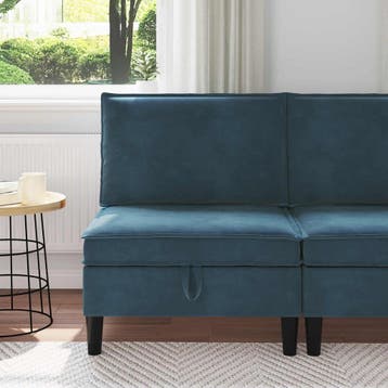 vidaXL Sofa met opslag Blauw Fluweel, Verzenden