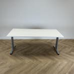 verstelbaar bureau 180x90 cm, wit - grijs, In hoogte verstelbaar, Gebruikt