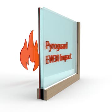 Dubbel glas Pyroguard satijn EW30 Impact (houten constructie, Doe-het-zelf en Bouw, Glas en Ramen, Verzenden, Nieuw