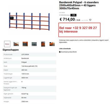 Voordeelpartij Bandenrek Polypal - 6 staanders + 40 liggers, Bandenservice