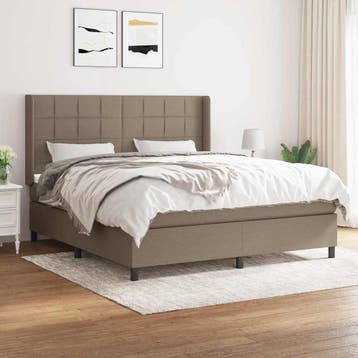 vidaXL Boxspring met matras stof taupe 160x200 cm, Verzenden