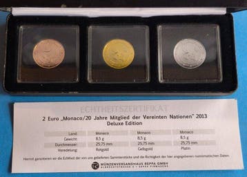 Europa. 2 Euro Various Years (18 coins gilded by private