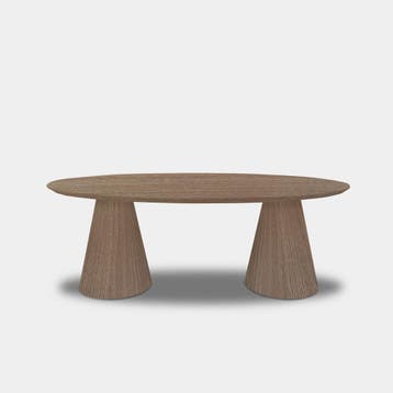 Tafel Ovaal Eikenhout  Set Kegelpoot  280x115, Huis en Inrichting, Nieuw