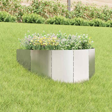 vidaXL Gazonrand 100 x 45 cm Staal Zilverkleurig, Verzenden