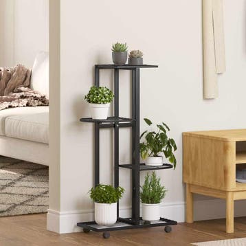 vidaXL Bloemenstandaard met wielen 4-laags 44x23x80 cm ijzer, Verzenden, Nieuw