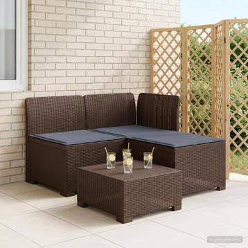 vidaXL 3-Zits Tu bank met Kussens Rattan Look 3-zits PP, Verzenden, Nieuw