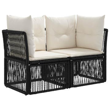 vidaXL Tuin Sofa 2-Aantal zitplaatsen Zwart poly rattan, Verzenden, Nieuw