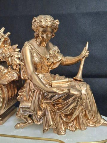 Figurale pendule - Antiek Albast, Brons - 1850-1900