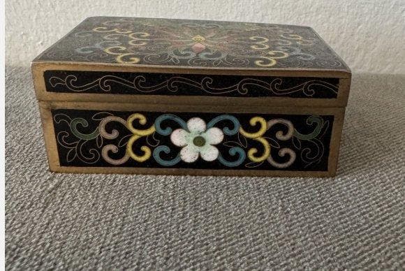 Cloisonné-emaille sieradendoos, blik; China; metalen, Antiek en Kunst, Antiek | Overige Antiek