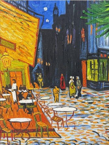 Tran Thi T.Hien (1973) - Terrasse de café le soir 80 60 cm