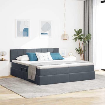 vidaXL LED opbergbed met matras Donkergrijs 180 x 200 cm, Verzenden