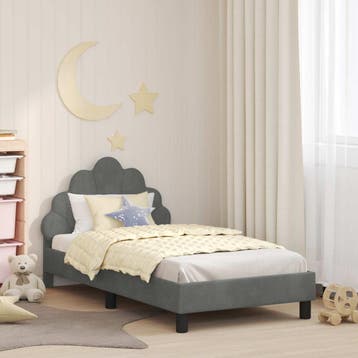 vidaXL Kinderen bedframe met hoofdboard Donkergrijs 80 x 160, Huis en Inrichting, Slaapkamer | Bedden, Verzenden, Nieuw