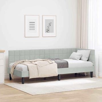 vidaXL Hoek Bed Frame met hoofdeinde Lichtgrijs 80 cm x 200, Verzenden, Nieuw