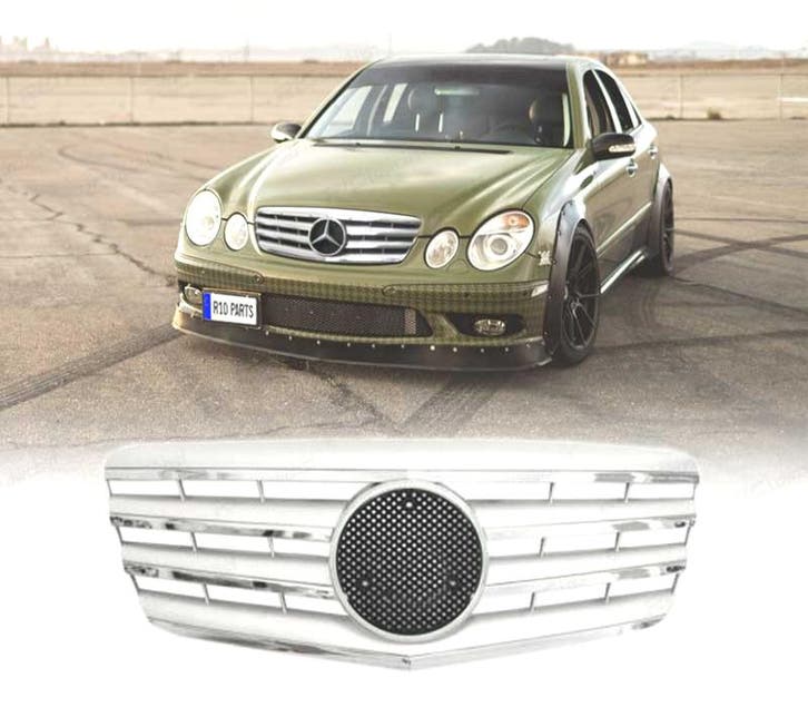Calandre Type Amg Pour Mercedes E W211 06-09 Argent Chromé, Auto-onderdelen, Carrosserie, Verzenden