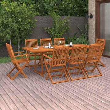 vidaXL 9-delige Tuinset 220x90x75 cm massief acaciahout, Verzenden, Tuinset