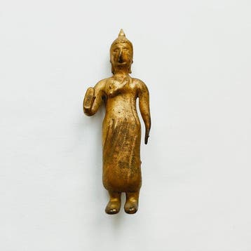 Oud-Siamese Verguld Archaïsch Glas Staande Boeddha Kraal