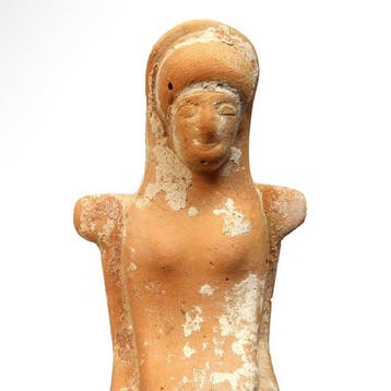 Oud-Grieks Terracotta Godin Demeter Zittend op de Troon