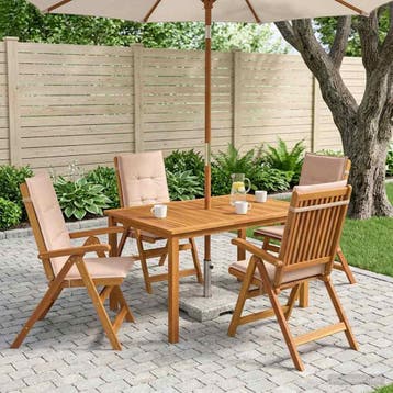 vidaXL 5-delige tuin eetset Naturel Massief Acacia Hout, Verzenden, Nieuw