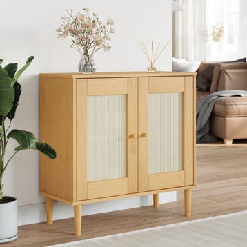 vidaXL Dressoir SENJA 80x35x80 cm rattan look massief, Huis en Inrichting, Kasten | Dressoirs, Verzenden, Nieuw