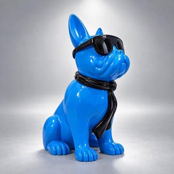 Beeld, French bulldog with tie and sunglasses - 40 cm -
