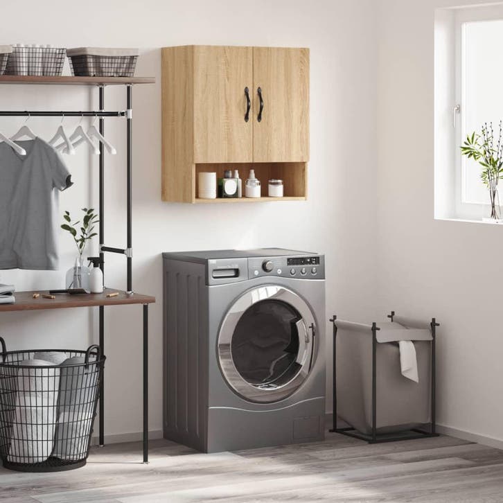 vidaXL Wandkast 60x31x70 cm bewerkt hout sonoma eikenkleurig, Huis en Inrichting, Kasten | Overige, Nieuw, Verzenden