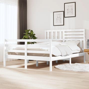 vidaXL Bedframe massief grenenhout wit 160x200 cm, Verzenden