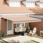 vidaXL Inklapbare Luifel Oranje en Grijs 400 × 300 cm, Tuin en Terras, Zonneschermen, Verzenden, Nieuw