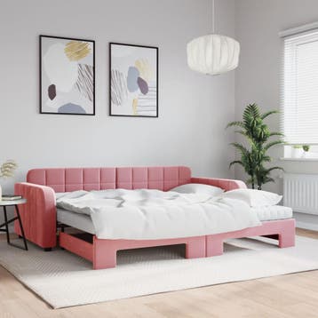 vidaXL Slaapbank onderschuifbed en matrassen 90x200 cm, Huis en Inrichting, Slaapkamer | Bedden, Verzenden, Nieuw