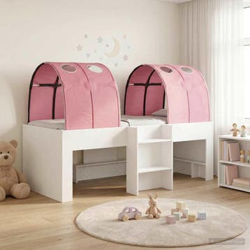 vidaXL Bed met Tunnel 3 st Wit en Roze Bewerkt hout, Verzenden, Nieuw