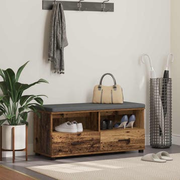 vidaXL Hallenbank Oudhout 100 x 38 x 46 cm Geengineerd Hout, Verzenden, Nieuw