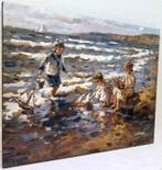 Francis Cristaux (1950) - Fillettes au Bord de Mer et le