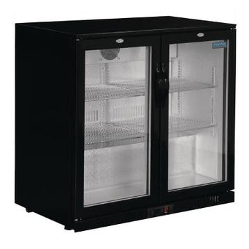 Polar G-serie 2-deurs barkoeling met klapdeuren zwart 208L, Verzenden, Nieuw in verpakking, Koelen en Vriezen