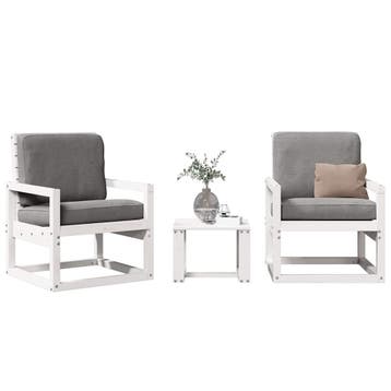 vidaXL 3-delige Loungeset massief grenenhout wit, Verzenden, Nieuw, Loungeset