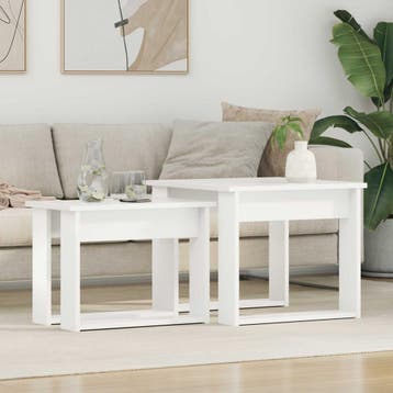 vidaXL Koffietafel Set 2 st Wit 50 x 52 x 42 cm Bewerkt hout, Verzenden, Nieuw
