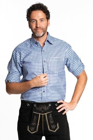 Oktoberfest Blouse Heren Blauw, Verzenden, Nieuw