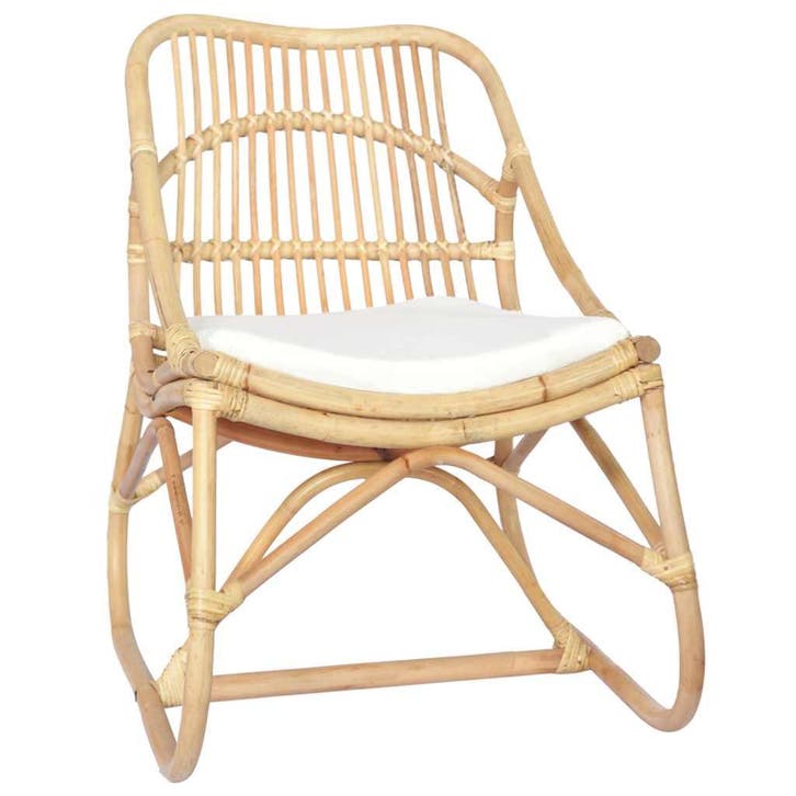 vidaXL Stoel rattan en linnen, Maison & Meubles, Fauteuils, Envoi