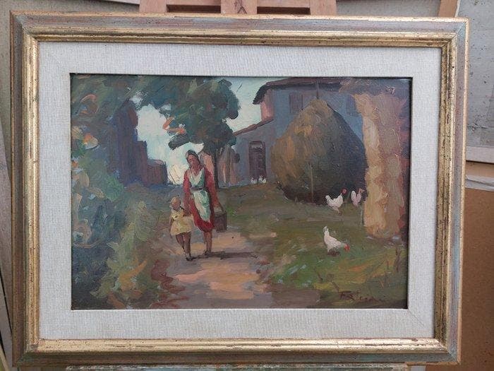 Idilio Falciani (1914-1982) - Scena rurale toscana, Antiquités & Art, Art | Peinture | Classique