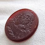Gesneden rode glazen camee - Zeus en de adelaar-scène Cameo