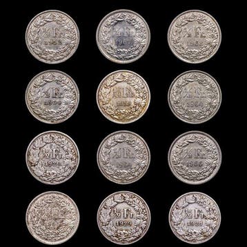 Zwitserland. 1/2 Francs 1920 - 1967 / 12 Monedas (Zonder