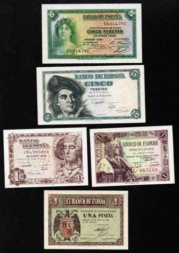 Espagne. - 10 banknotes - various dates (Sans prix de