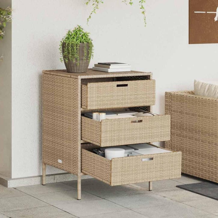 vidaXL Tuinkast 55x59x80 cm poly rattan beige, Tuin en Terras, Bergingen en Tuinkasten, Nieuw, Verzenden
