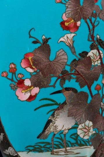 Vaas - Emaille, Een prachtige cloisonné-emaillevaas met