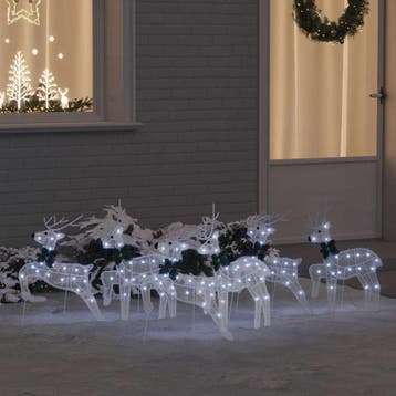 vidaXL LED Rendieren 6 st Wit 45 x 19 x 65 cm Stof, Verzenden, Nieuw