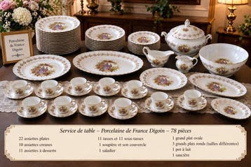 Porcelaine de France Digoin - Tafelservies (77) -