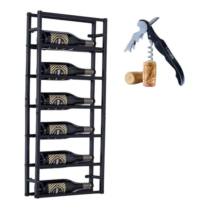 Lendo Online Porte-bouteilles Mural 6 Bouteilles Métal Noir, Maison & Meubles, Accessoires pour la Maison | Porte-bouteilles
