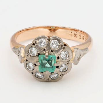 Bague - 14 carats Or rose, Or blanc Diamant (Naturelle), Nieuw