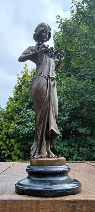 Sculpture, de nympf of the woods - 35 cm - bronze marbre