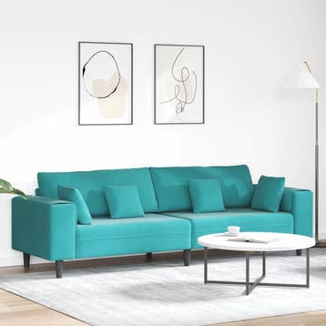 vidaXL bank / zetel Turquoise 250 x 77 x 76 cm Fluweel, Maison & Meubles, Canapés | Salons, Verzenden
